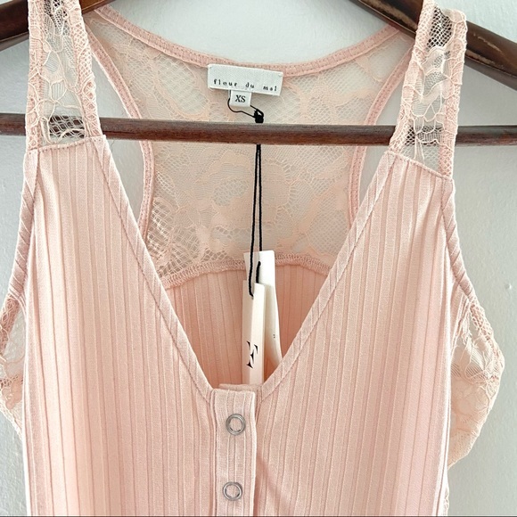 💔SOLD $225 Fleur Du Mal Lace Insert Ribbed Bodysuit - Picture 5 of 10